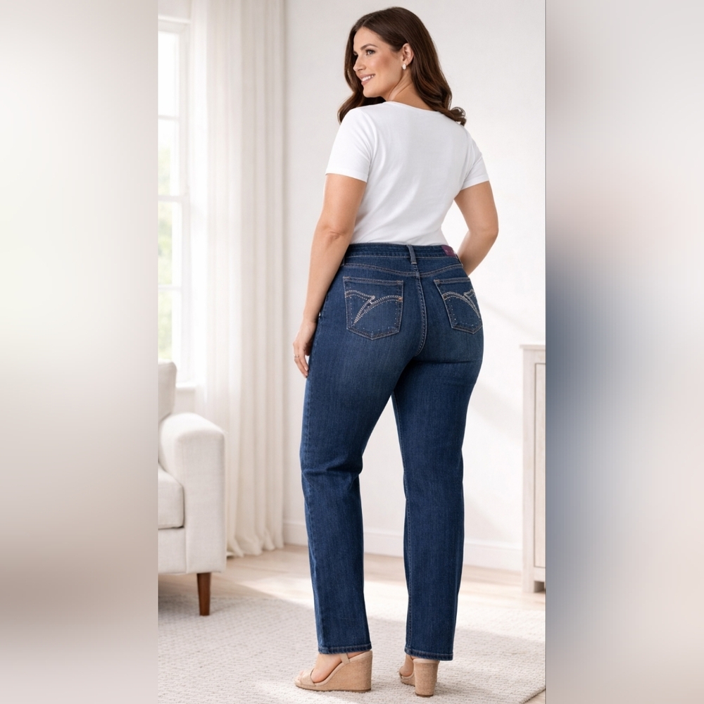 Vintage Dark Wash Gloria Vanderbilt Amanda Jeans 14 Straight Leg Stretch